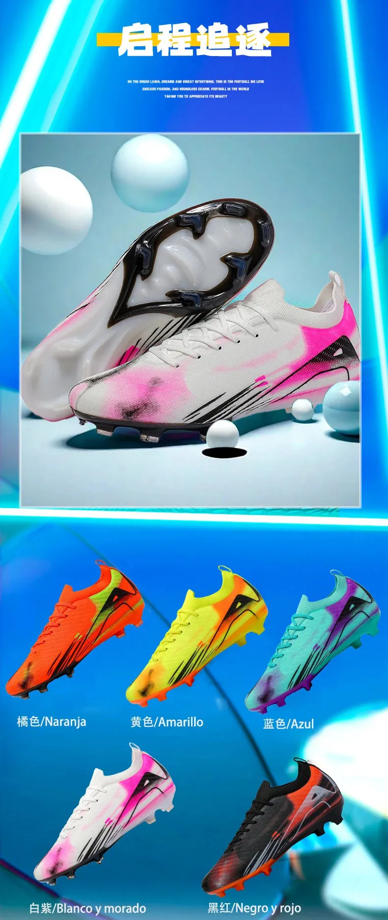 Men Original Soccer Shoes Society Sneaker Indoor Long Spikes Resistant Sports Match Unisex Training Football Shoes