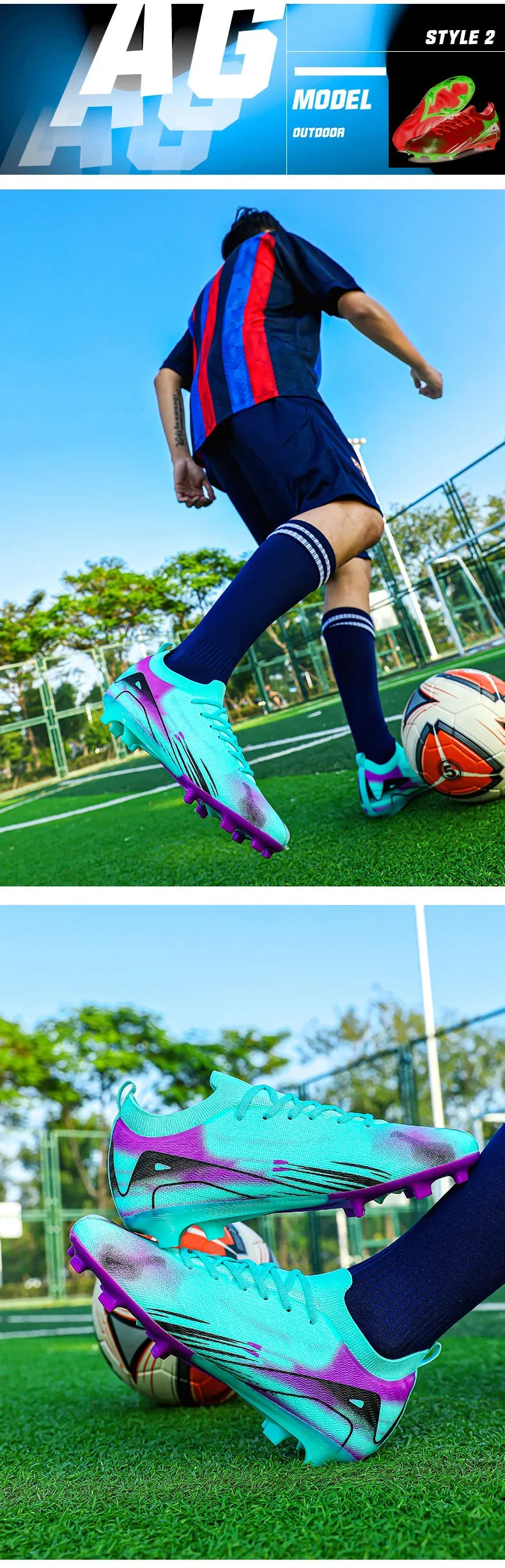 Men Original Soccer Shoes Society Sneaker Indoor Long Spikes Resistant Sports Match Unisex Training Football Shoes