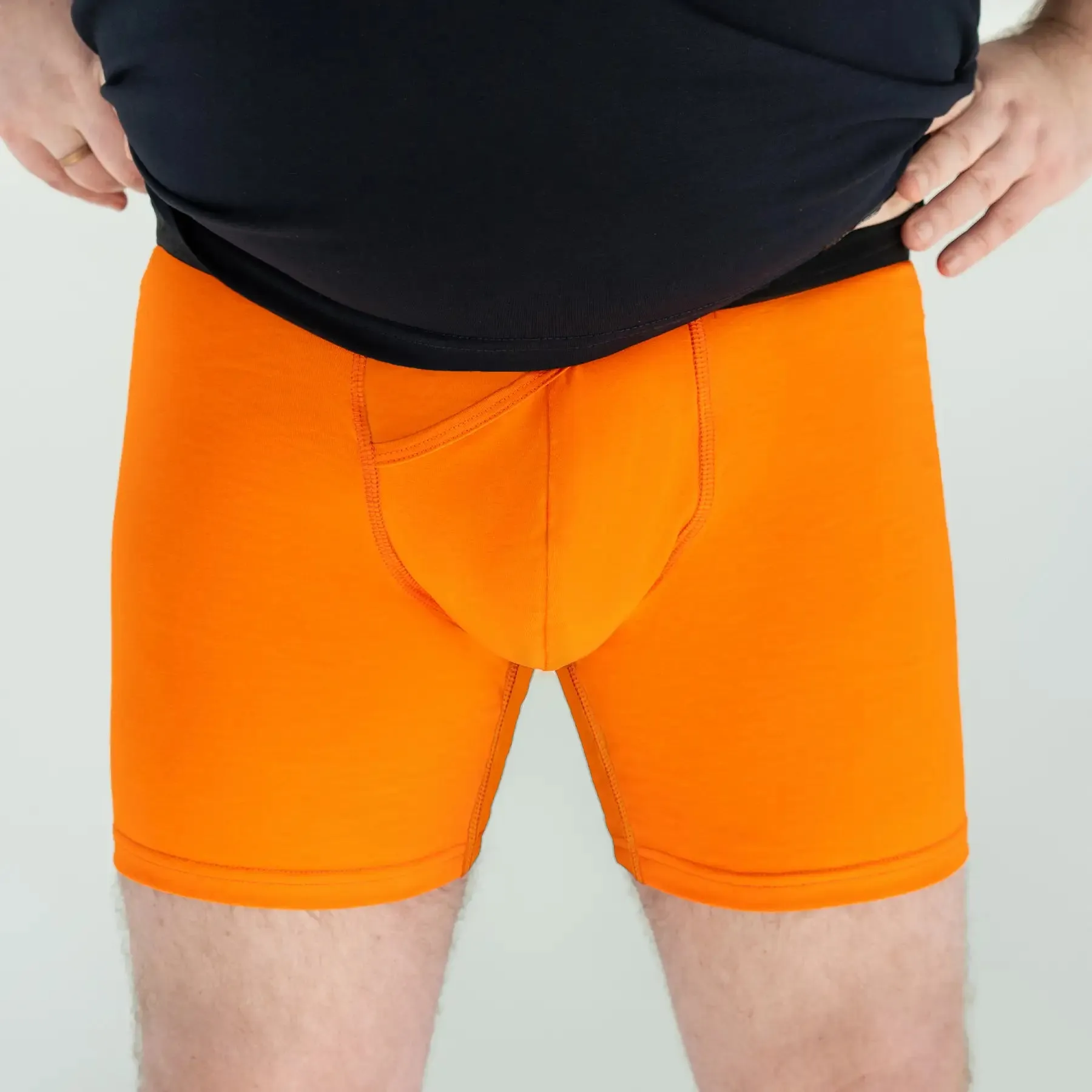 Men’s Anatomical Boxer Briefs Long w/ Skew Fly Plus – The Ultimate Anatomical Boxers for Men, Orange