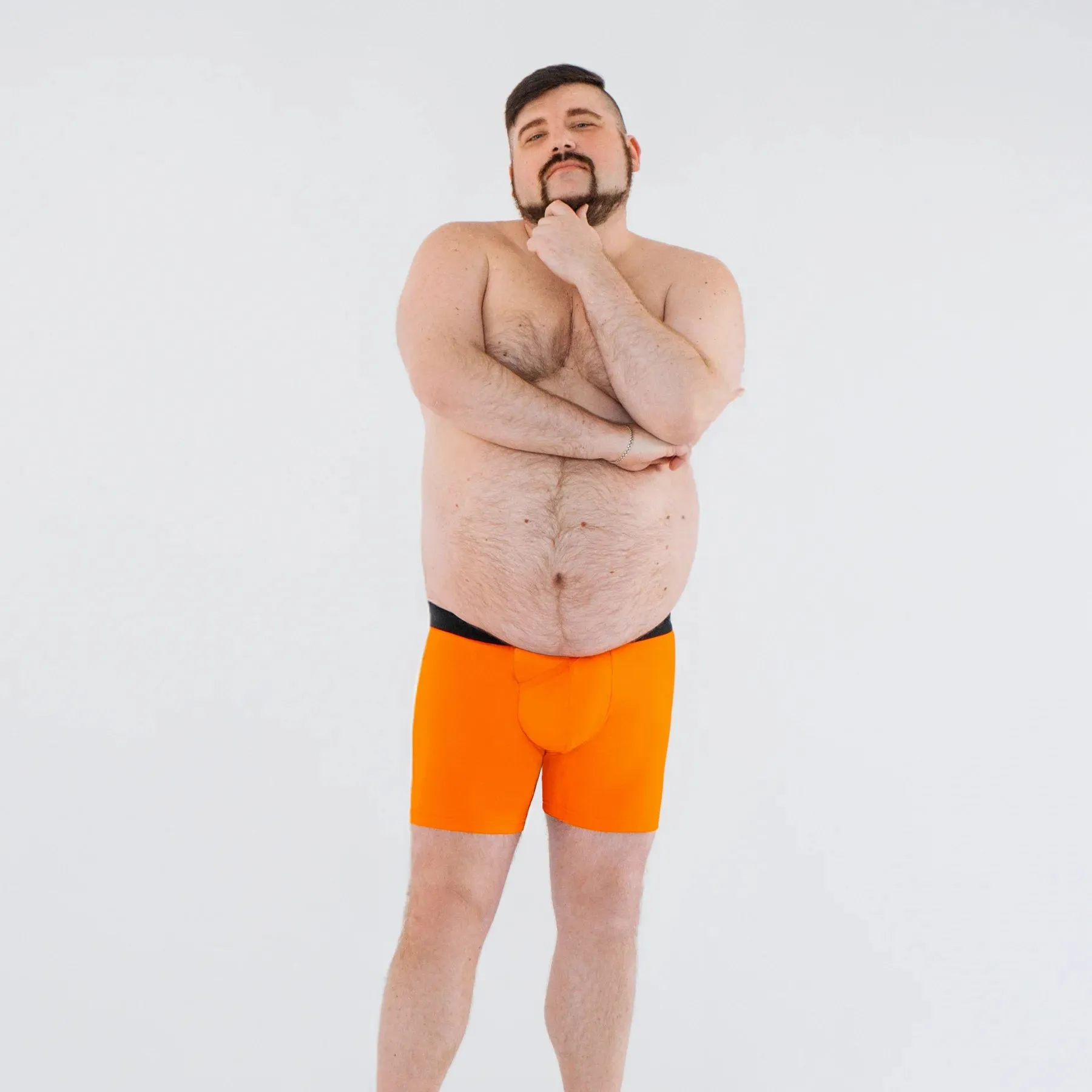 Men’s Anatomical Boxer Briefs Long w/ Skew Fly Plus – The Ultimate Anatomical Boxers for Men, Orange