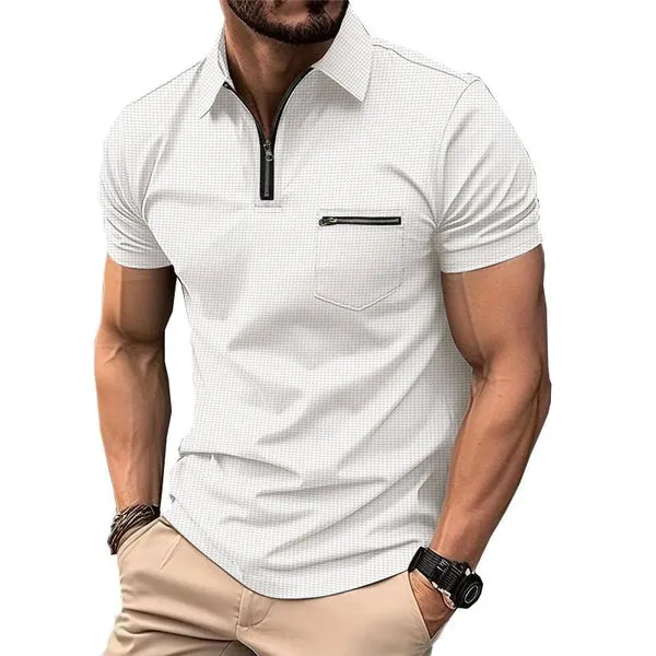 MEN'S SOLID WAFFLE BUTTON HENLEY NECK SPORTS POLO SHIRT