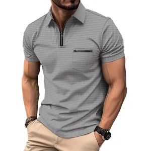 MEN'S SOLID WAFFLE BUTTON HENLEY NECK SPORTS POLO SHIRT