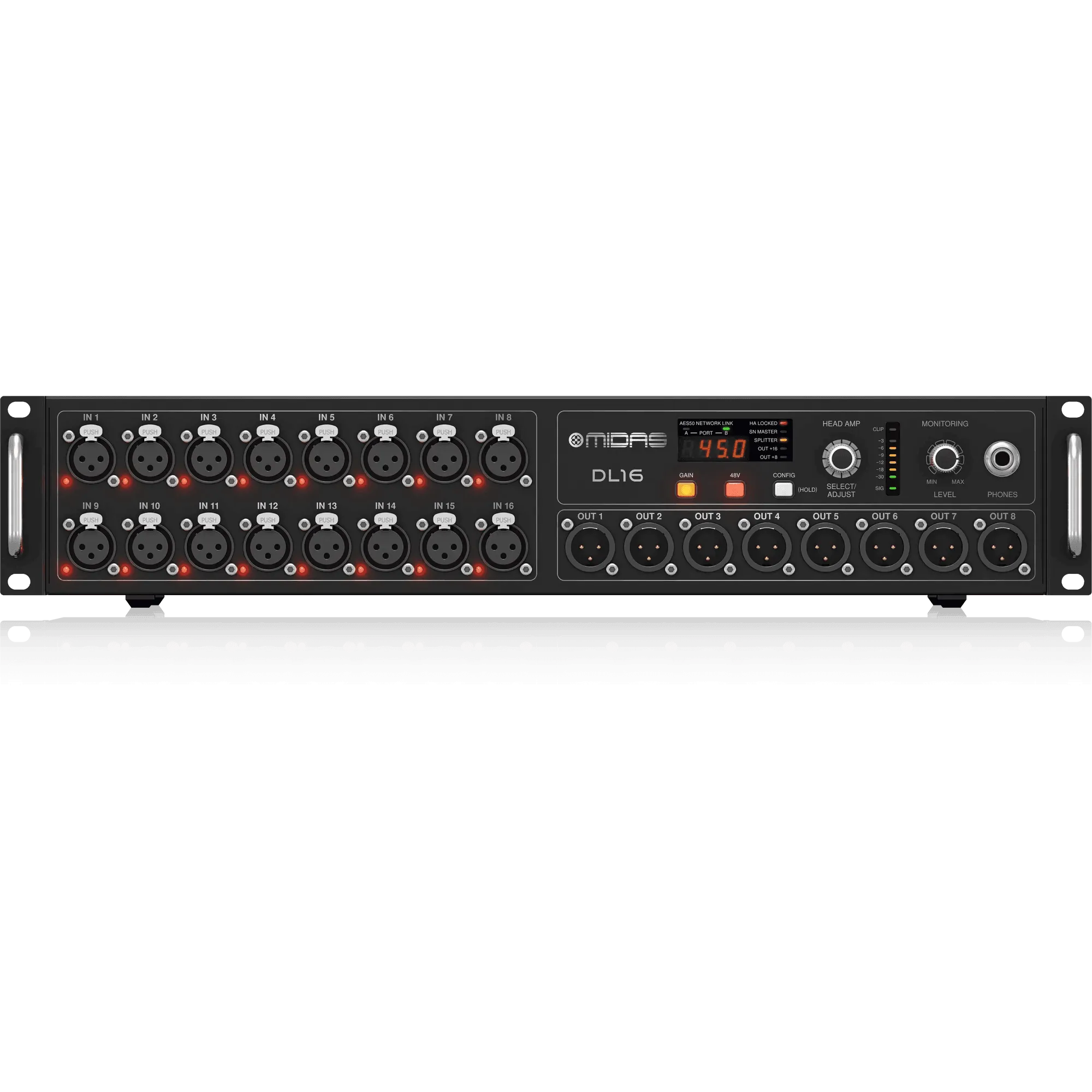 Midas DL16 16 Input and 8 Output Stage Box with 16 Midas Mic Preamps