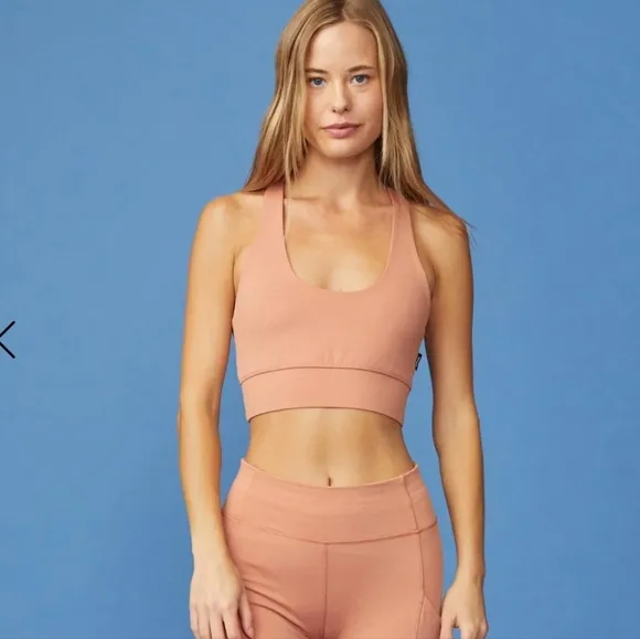 MONROW, ‎ Movement Sports Bra, Faded Rust, Size Small