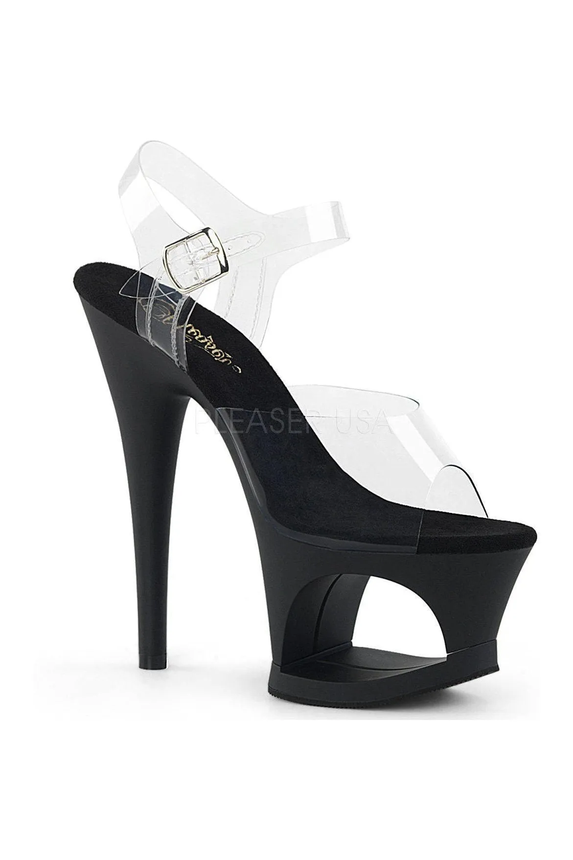 MOON-708 Platform Sandals | Black Vinyl