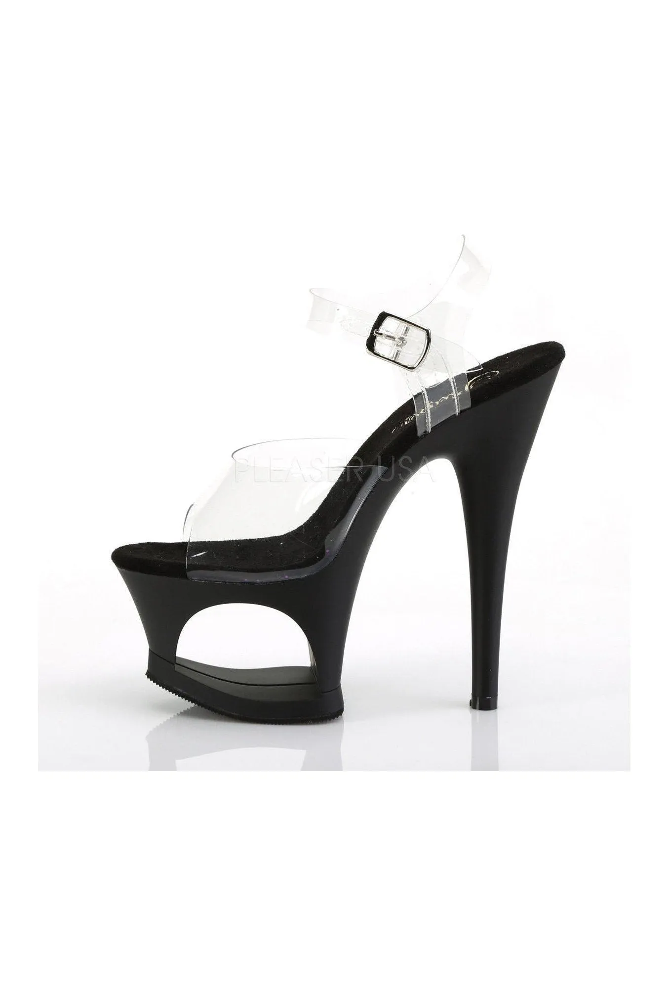 MOON-708 Platform Sandals | Black Vinyl
