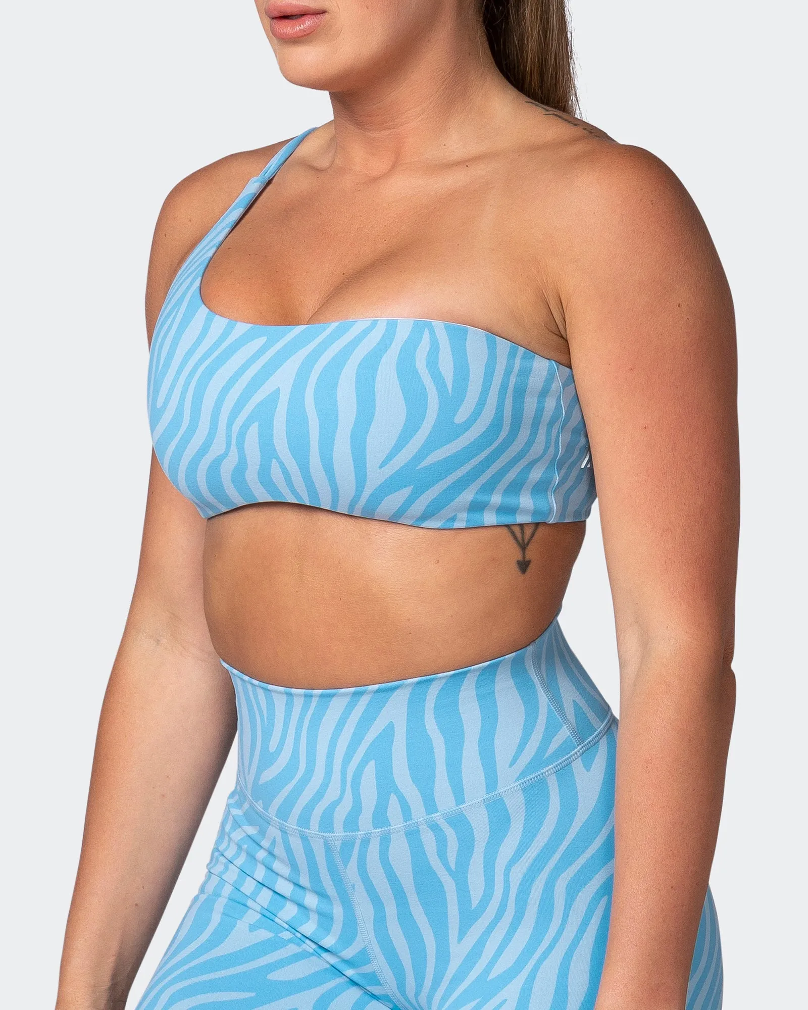 Movement One Shoulder Bralette - Alaska Zebra Print