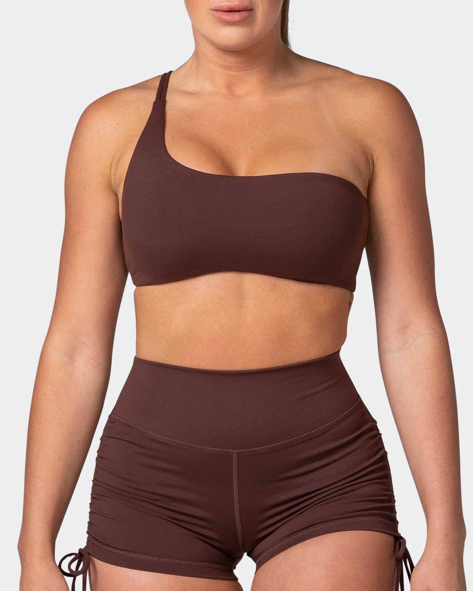 Movement One Shoulder Bralette - Coffee