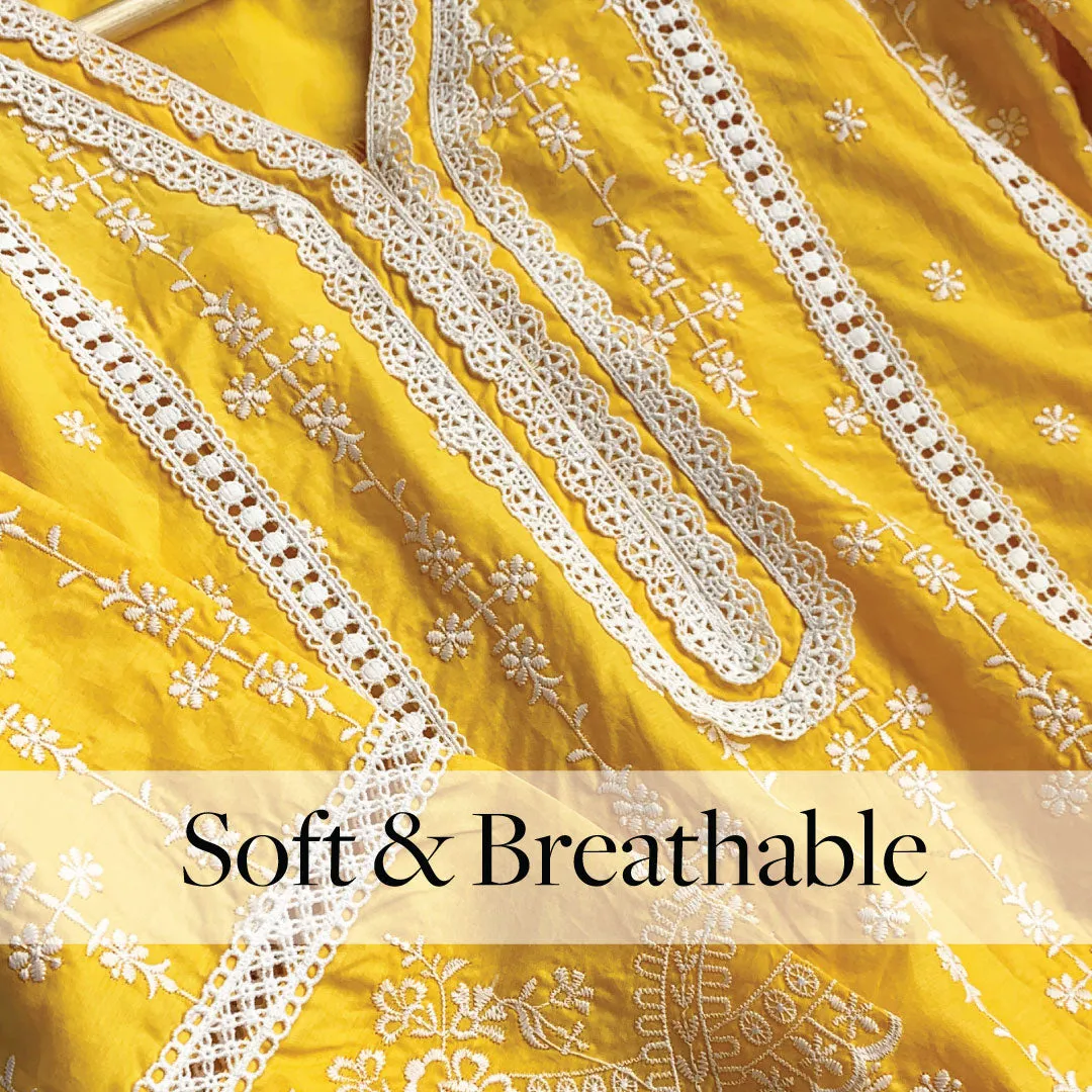 Mulmul Cotton Melanie Mango Kurta With Melanie Mango Pant