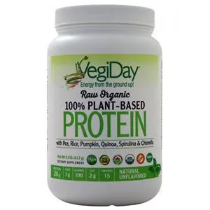 Natural Factors VegiDay - Raw Organic 100% Plant-Based Protein Natural Unflavored 417 grams