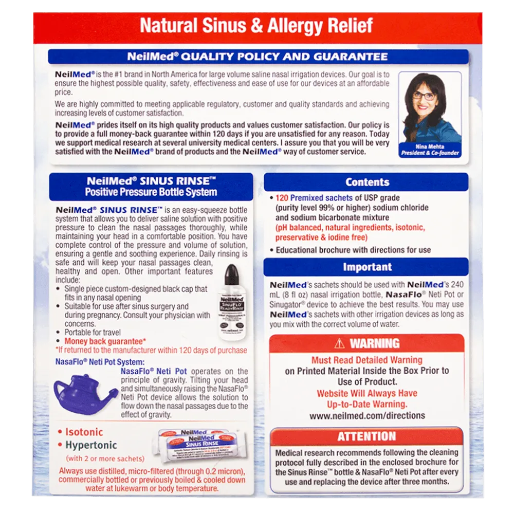 NeilMed Sinus Rinse 120 Regular Premixed Packets