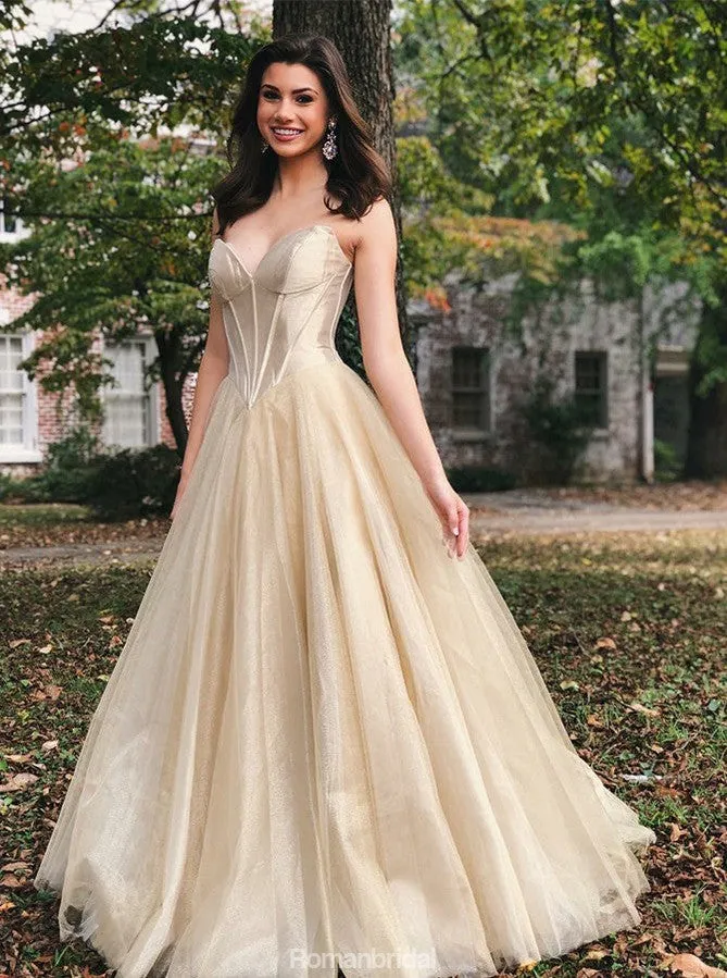 New Arrival Sweetheart Floor-length Long Tulle Prom Dresses, PD0669