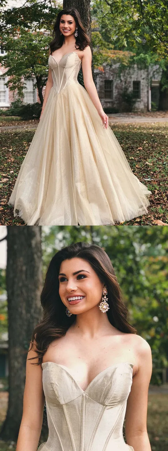 New Arrival Sweetheart Floor-length Long Tulle Prom Dresses, PD0669