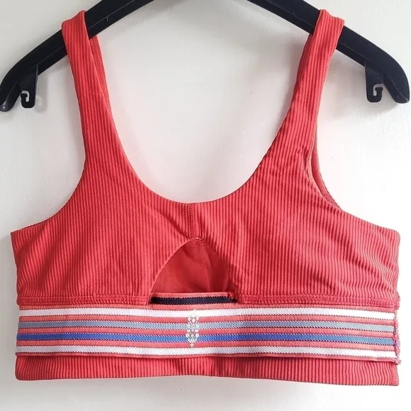 New Free People Movement Striped Band Red Sports Bra Size Small