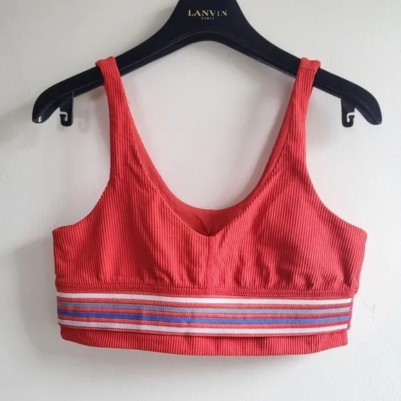 New Free People Movement Striped Band Red Sports Bra Size Small