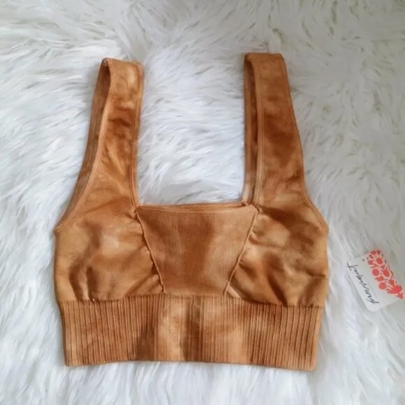 NEW Free People Tie Dye Good Karma Sports Bra in Burnt Topaz