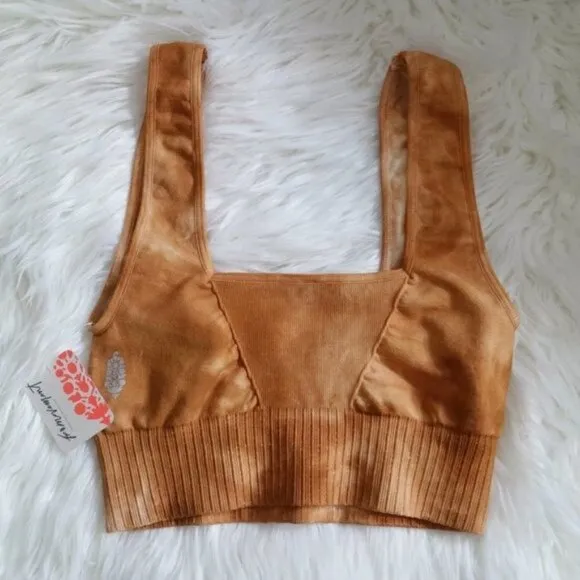 NEW Free People Tie Dye Good Karma Sports Bra in Burnt Topaz