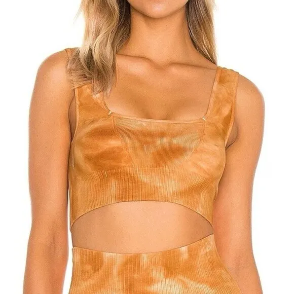 NEW Free People Tie Dye Good Karma Sports Bra in Burnt Topaz