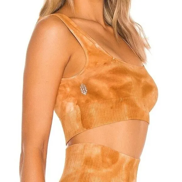 NEW Free People Tie Dye Good Karma Sports Bra in Burnt Topaz