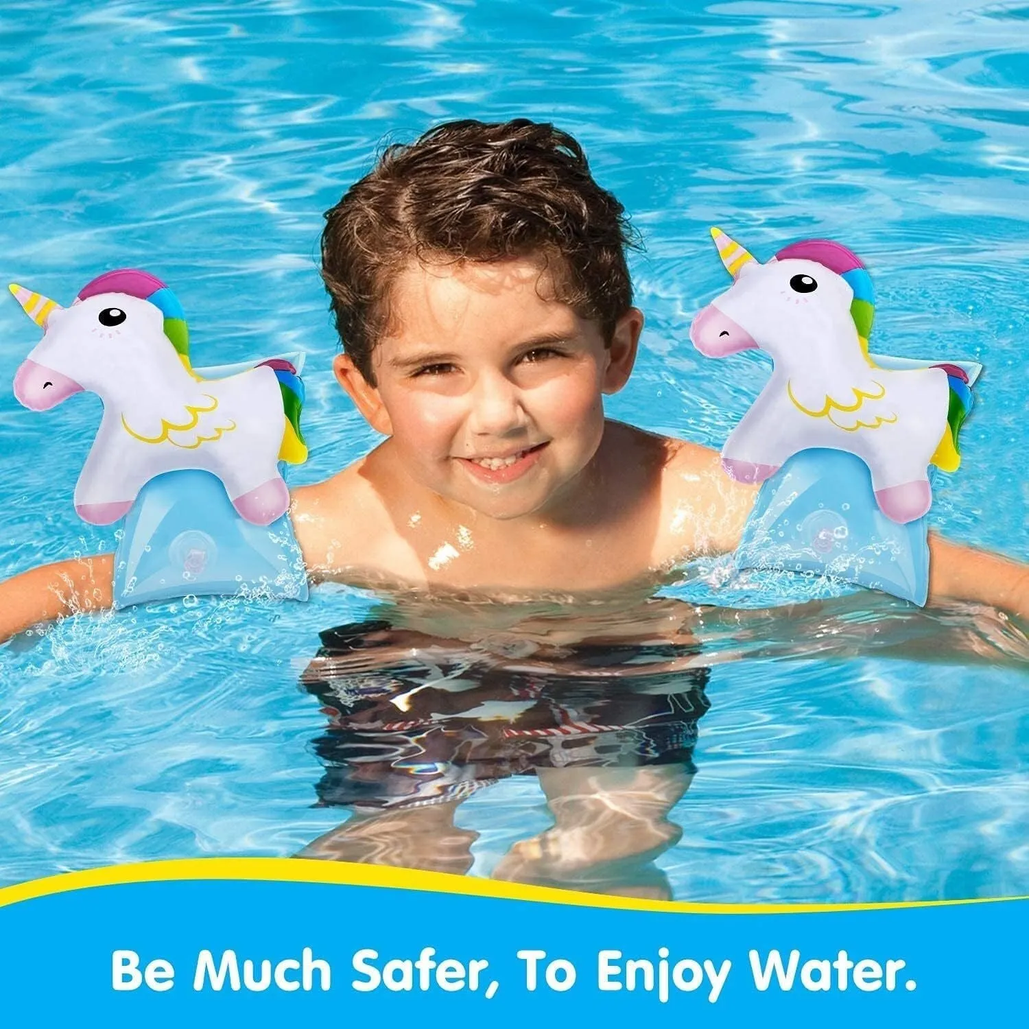 NEW Inflatable Swim Floater Sleeves for Kids, Cartoon Swimming Armbands Floaties Water Wings Floatation Sleeves, Pool Water Sports Learning Swim Training Aids, Unicorn