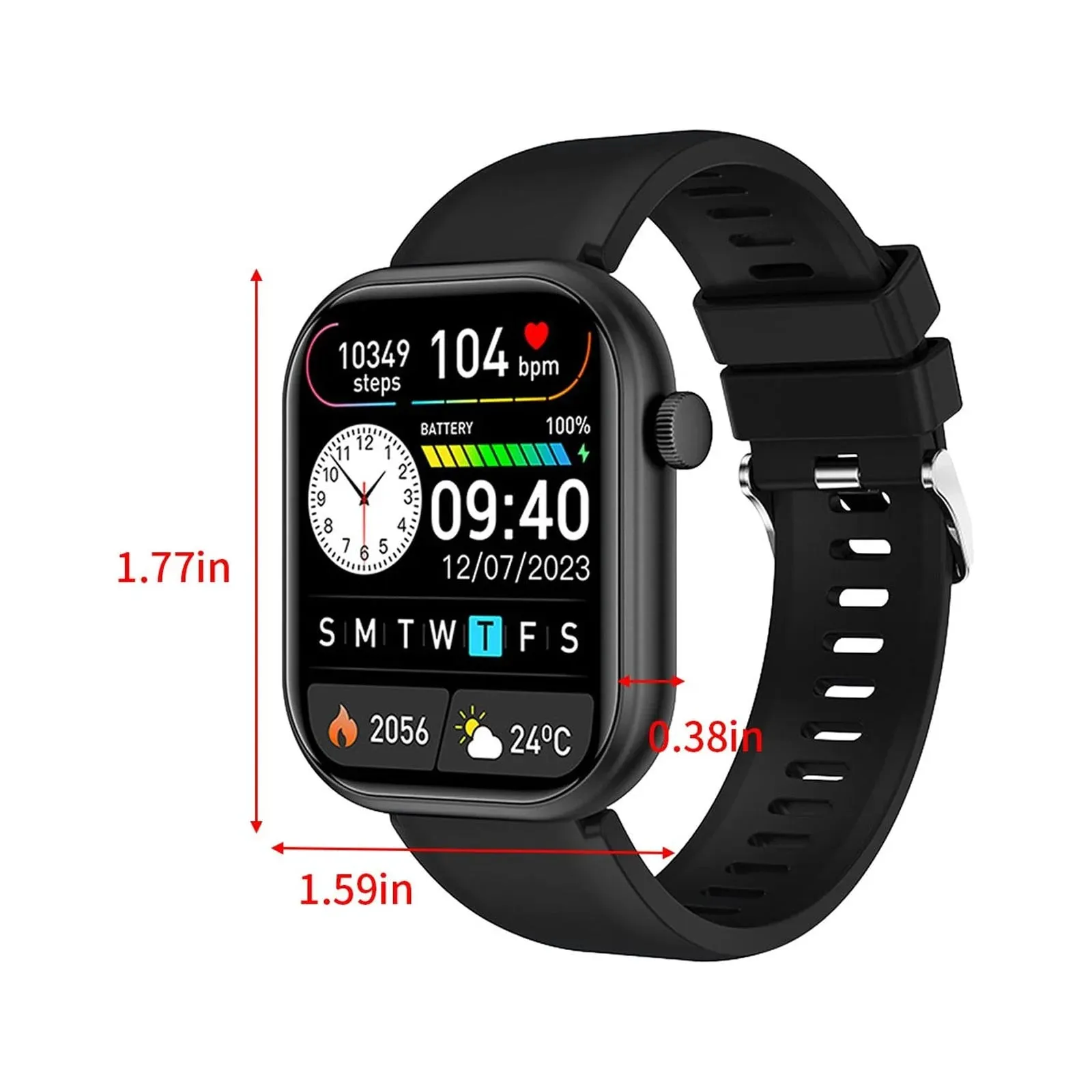 New KQJQS 2-Inch Ultra-Clear Screen Bluetooth Music Low Power Consumption Sedentary Reminder Sports Mode Smart Watch