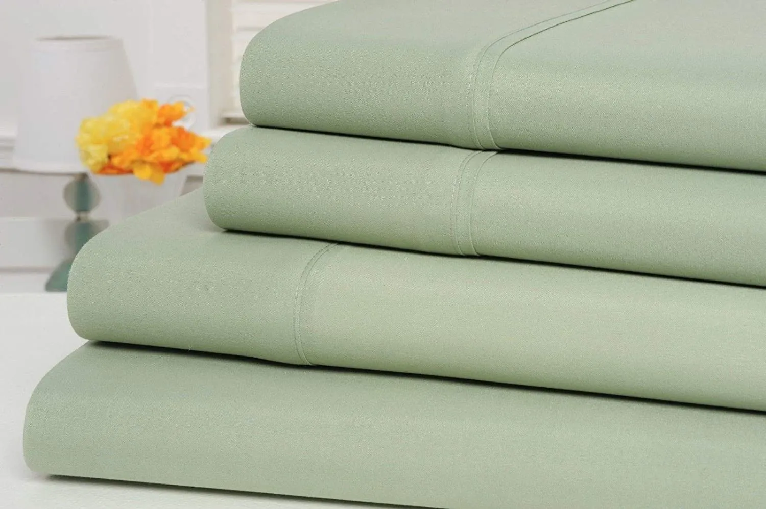 New Lush Living 1000 Thread Count Solid Colour 100% Egyptian-Quality Cotton Deep Pocket Sheet Set in Sage, Sz Full/Double! Retails $90 