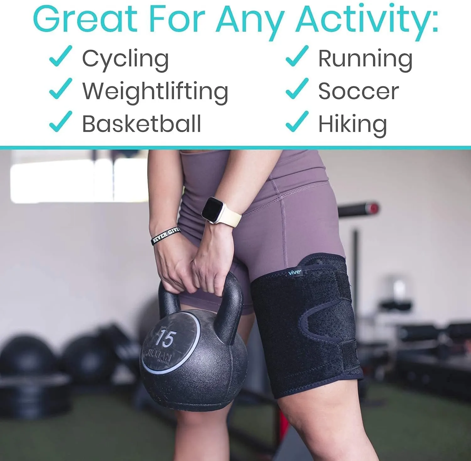 NEW Peragon Thigh Brace - Hamstring Quad Wrap - Adjustable Compression Sleeve Support for Pulled Groin Muscle, Sprains, Quadricep, Tendinitis, Workouts, Sciatica Pain and Sports Recovery - Men, Women (Black)