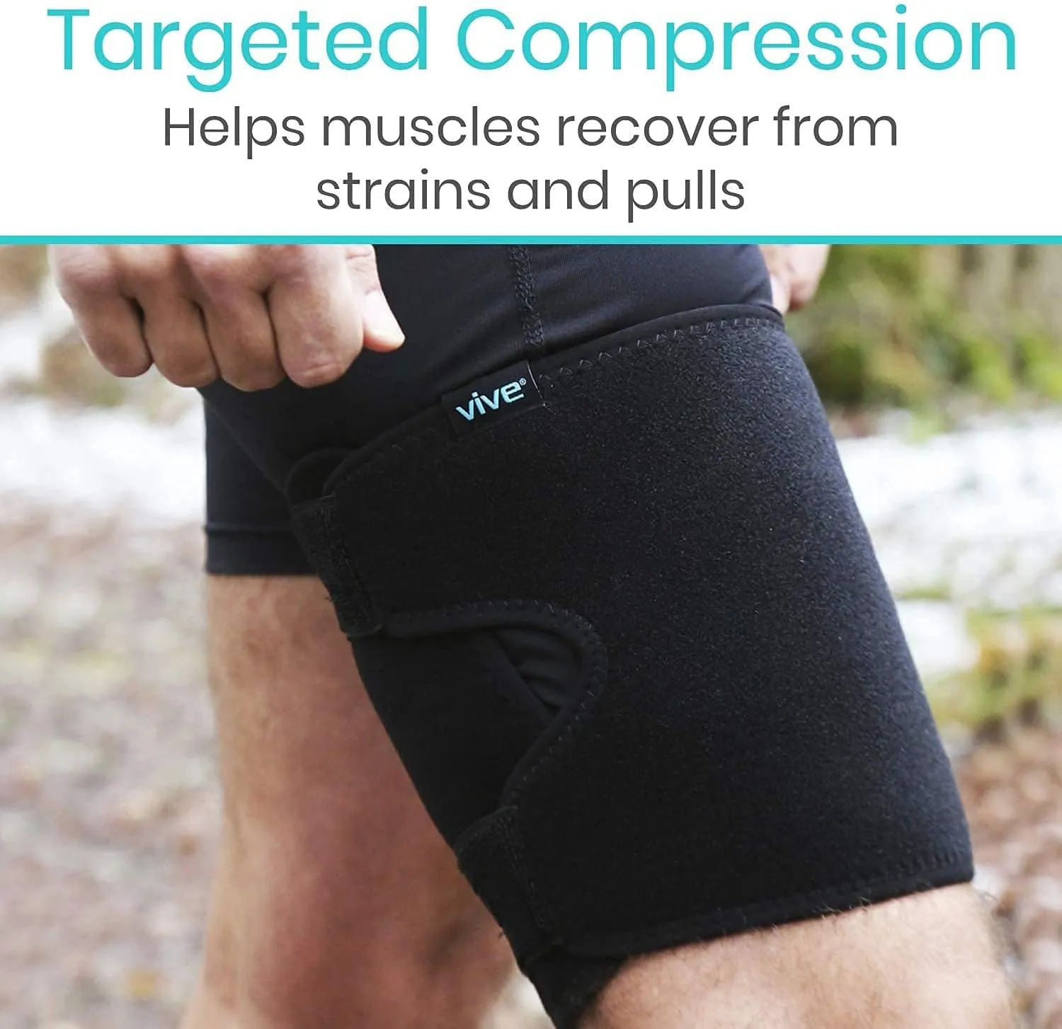 NEW Peragon Thigh Brace - Hamstring Quad Wrap - Adjustable Compression Sleeve Support for Pulled Groin Muscle, Sprains, Quadricep, Tendinitis, Workouts, Sciatica Pain and Sports Recovery - Men, Women (Black)