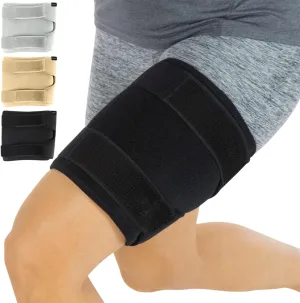 NEW Peragon Thigh Brace - Hamstring Quad Wrap - Adjustable Compression Sleeve Support for Pulled Groin Muscle, Sprains, Quadricep, Tendinitis, Workouts, Sciatica Pain and Sports Recovery - Men, Women (Black)