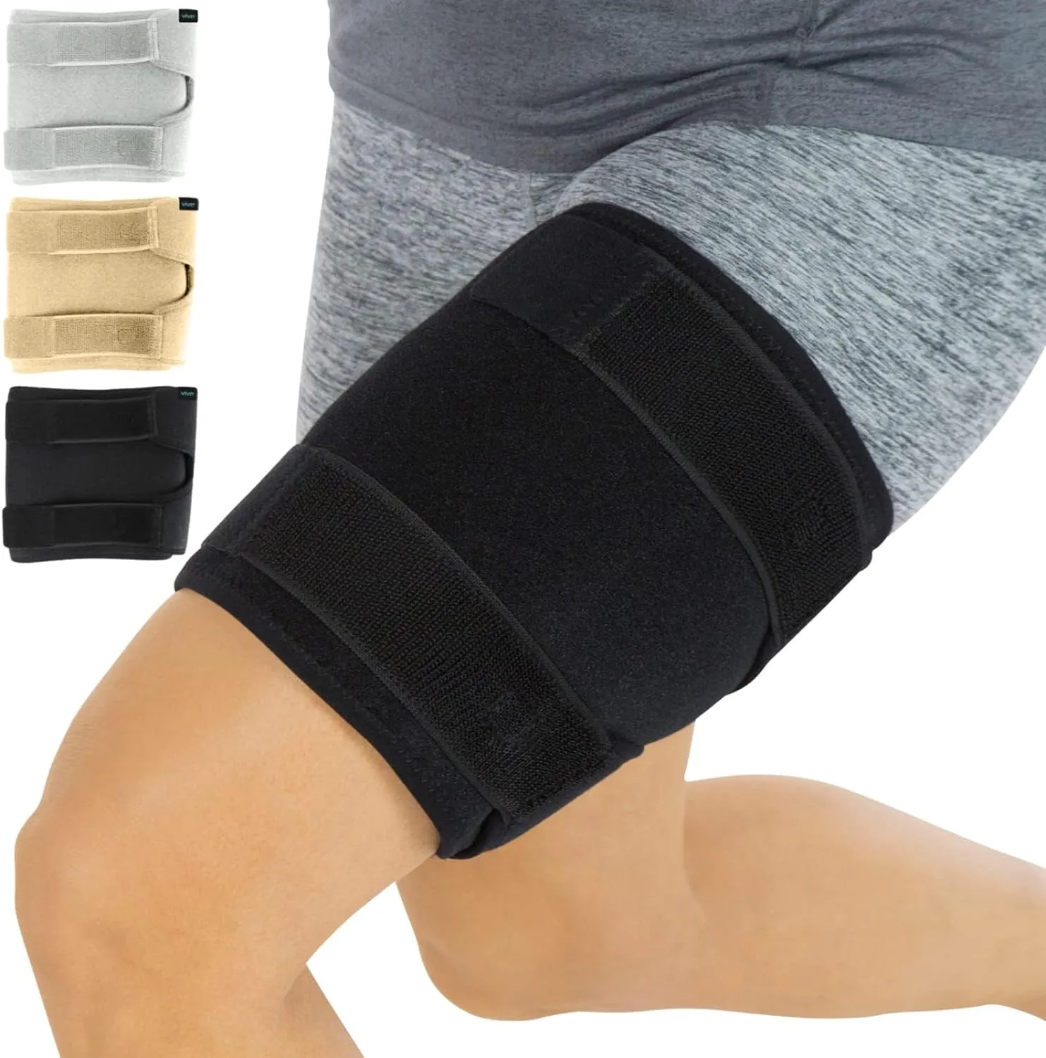 NEW Peragon Thigh Brace - Hamstring Quad Wrap - Adjustable Compression Sleeve Support for Pulled Groin Muscle, Sprains, Quadricep, Tendinitis, Workouts, Sciatica Pain and Sports Recovery - Men, Women (Black)