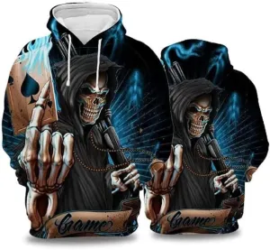 NEW Retails $70 Sz M Hoodies Men Skull 3D Graphic Print Sweatshirts Pullover Tops with Pocket