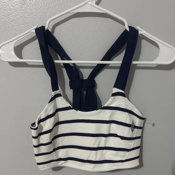 NWOT Free People Movement Blue White Stripes On The Radar Sports Bra Size XS/S