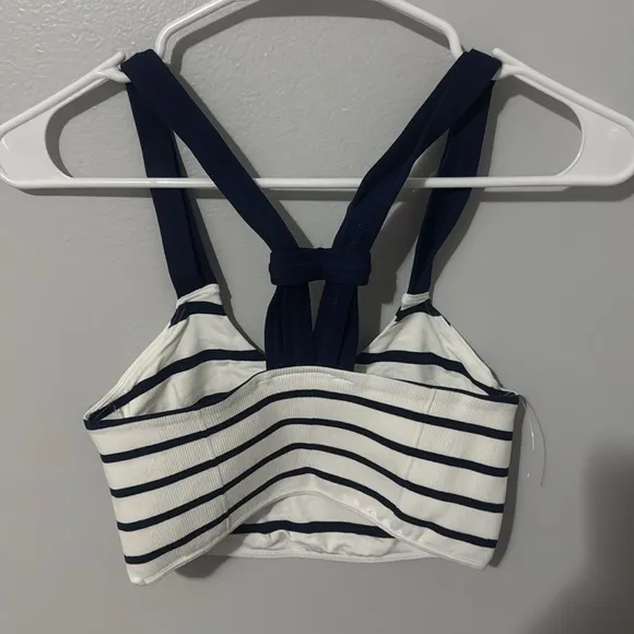 NWOT Free People Movement Blue White Stripes On The Radar Sports Bra Size XS/S