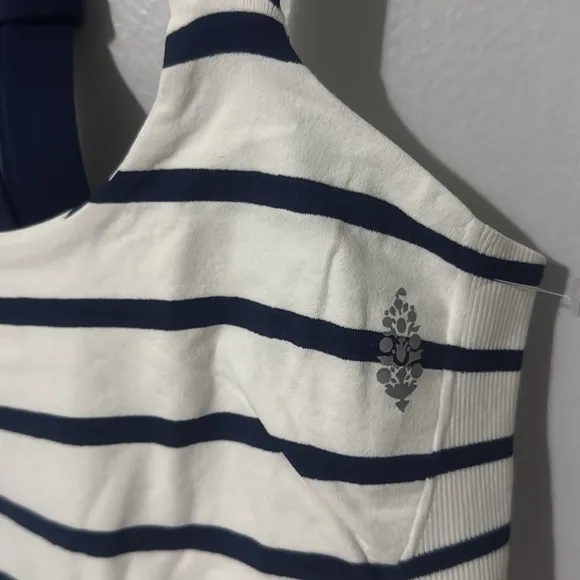NWOT Free People Movement Blue White Stripes On The Radar Sports Bra Size XS/S