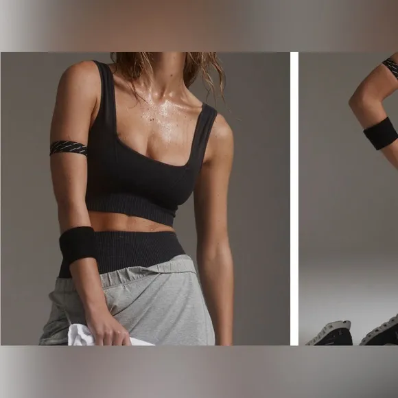 NWOT Free People Movement Good Karma Square Neck Bra - washed black - XS/S *IR*
