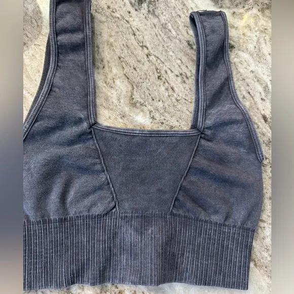 NWOT Free People Movement Good Karma Square Neck Bra - washed black - XS/S *IR*