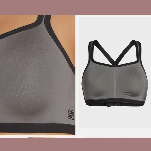 NWT $72 Natori [ 32H ] Yogi‎ Convertible Sports Bra in Grey Black