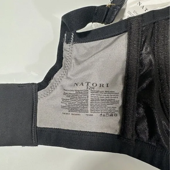 NWT $72 Natori [ 32H ] Yogi‎ Convertible Sports Bra in Grey Black