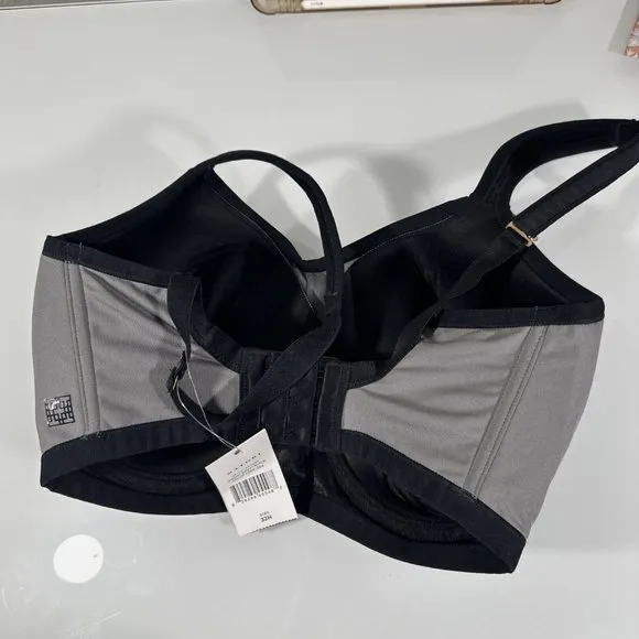 NWT $72 Natori [ 32H ] Yogi‎ Convertible Sports Bra in Grey Black