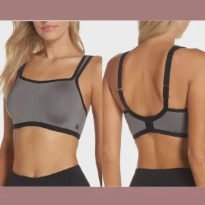 NWT $72 Natori [ 32H ] Yogi‎ Convertible Sports Bra in Grey Black