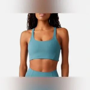 NWT Free People Movement Never Better Square Neck Sports Bra Misty Blue Size L