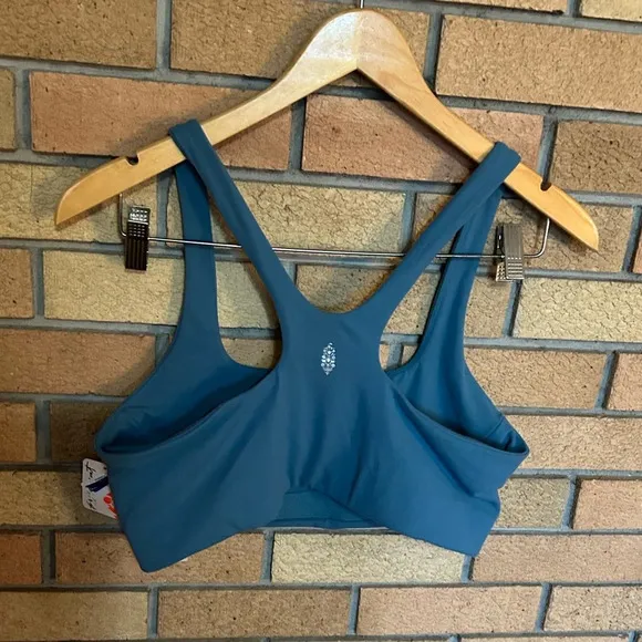 NWT Free People Movement Never Better Square Neck Sports Bra Misty Blue Size L