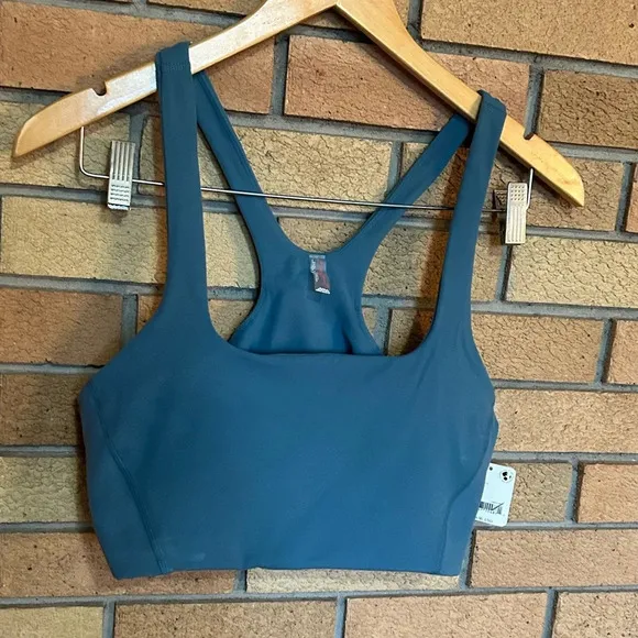 NWT Free People Movement Never Better Square Neck Sports Bra Misty Blue Size L