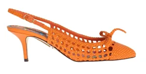 Orange Leather Slingbacks Pumps
