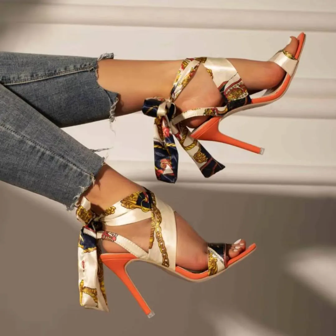 Oriana™ | Elegant Scarf Tie Stiletto Heels