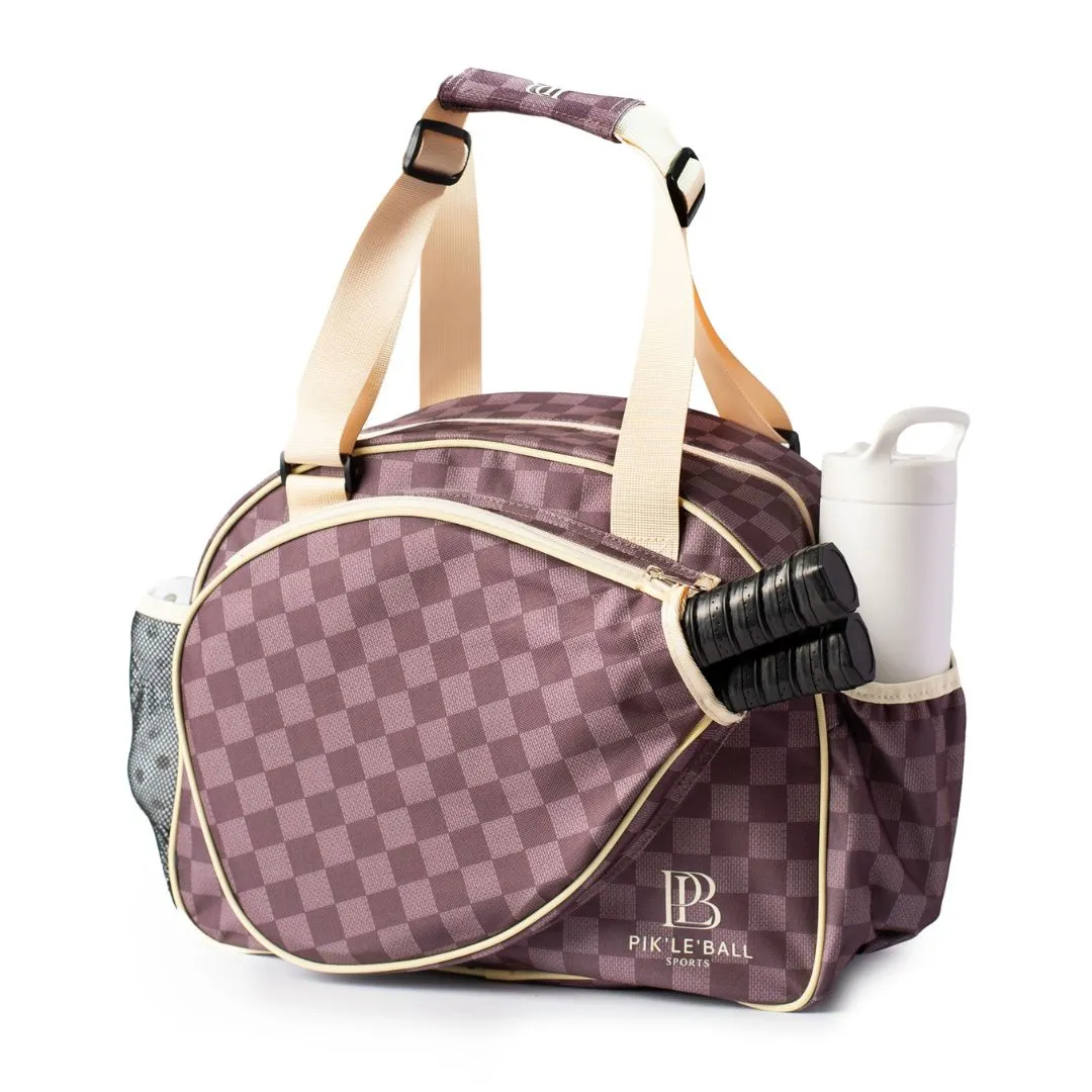 Pik'le'ball Women's Sport Tote - Checkered Chic Brown