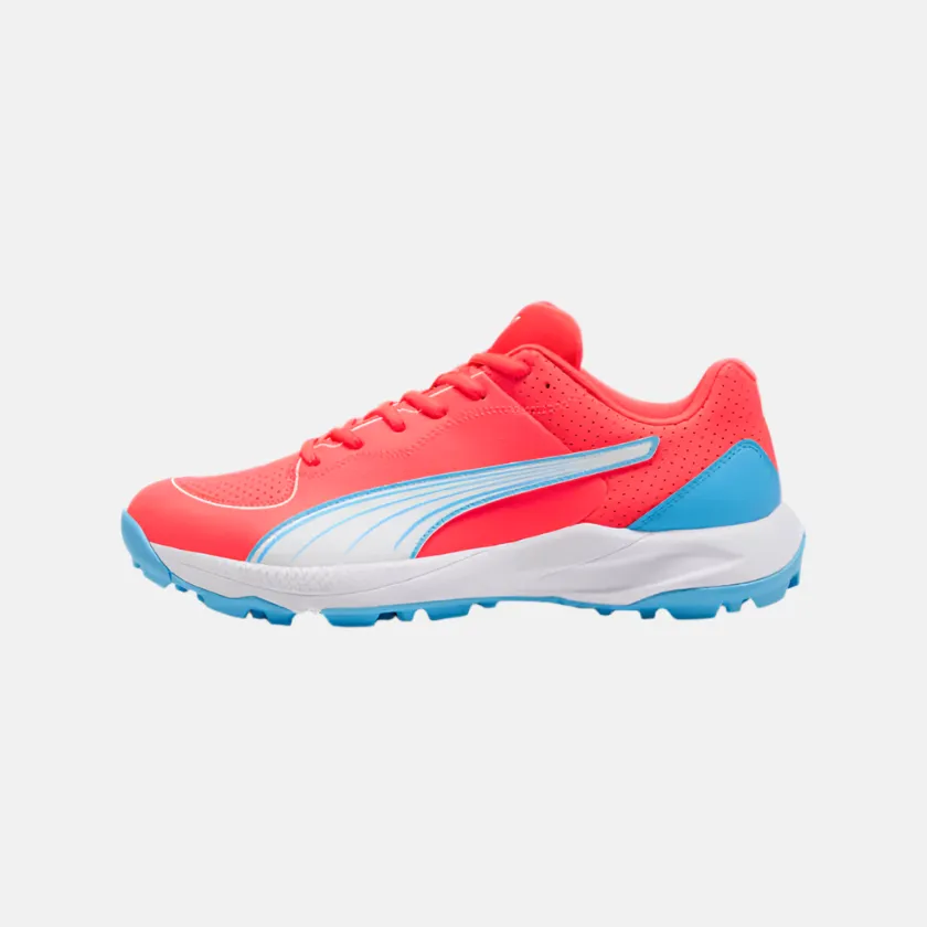 Puma 24 FH Rubber Unisex Cricket Shoes -Luminous Blue/White/Fire Orchid