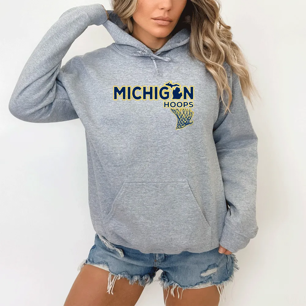 "Michigan Hoops" Relaxed Fit Classic Unisex Hoodie