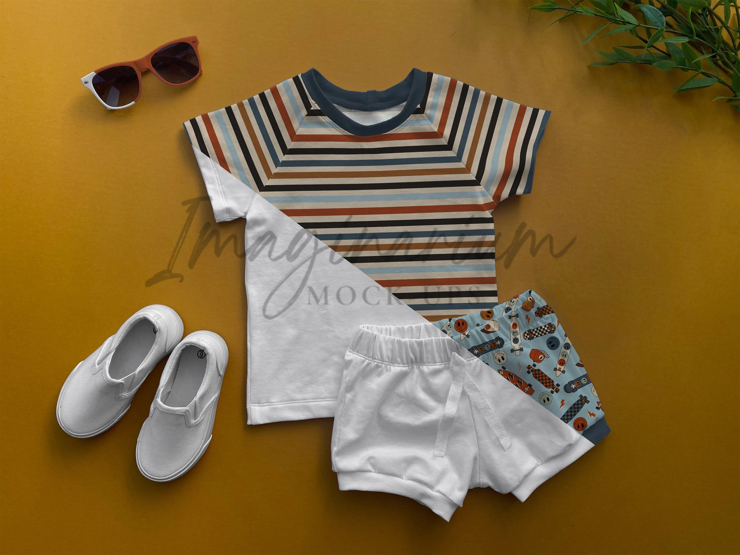 Raglan Top and Shorts Outfit Mock Up, Realistic Clothing Mockup for Photoshop and Procreate