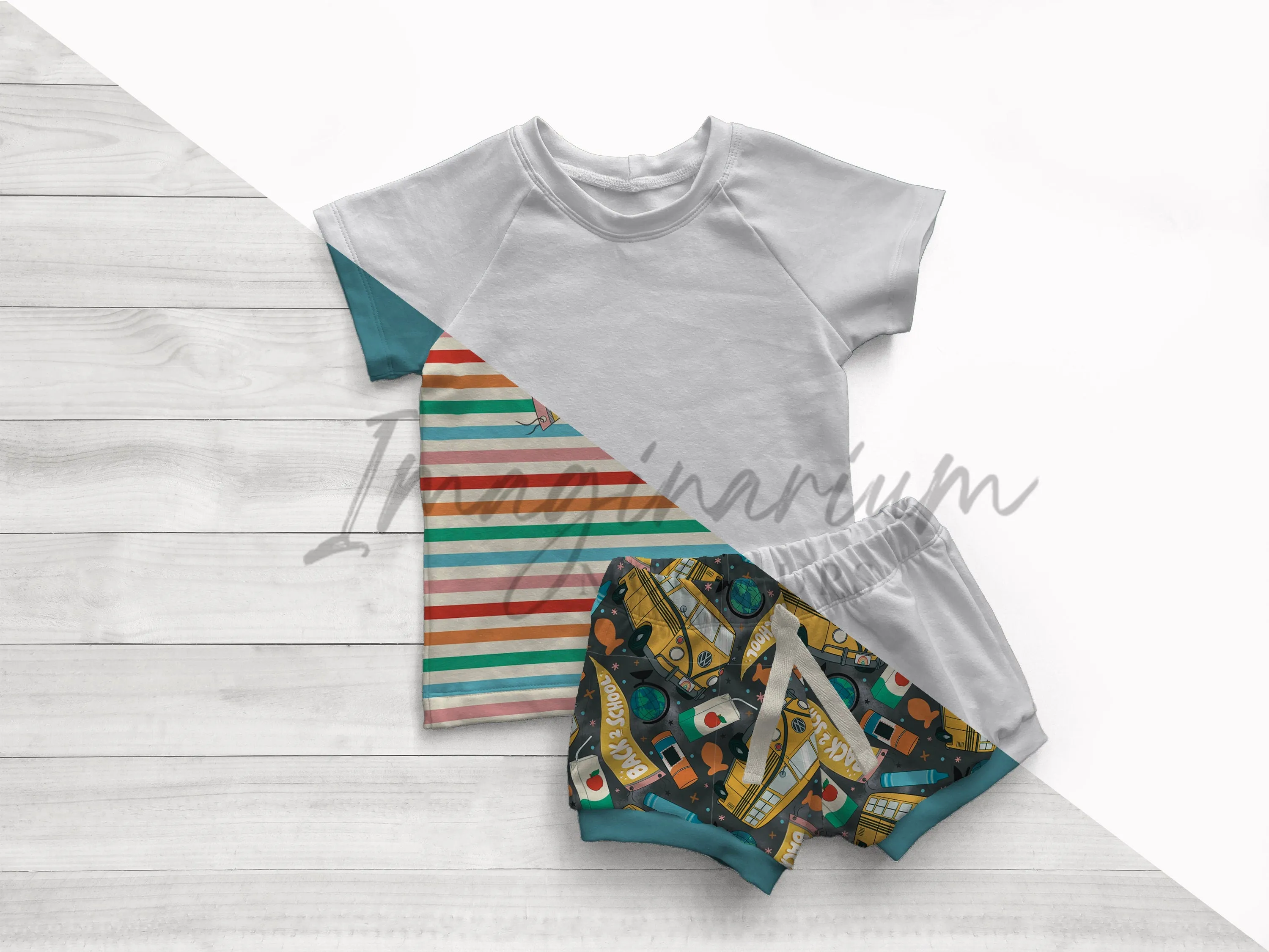 Raglan Top and Shorts Outfit Mock Up, Realistic Clothing Mockup for Photoshop and Procreate